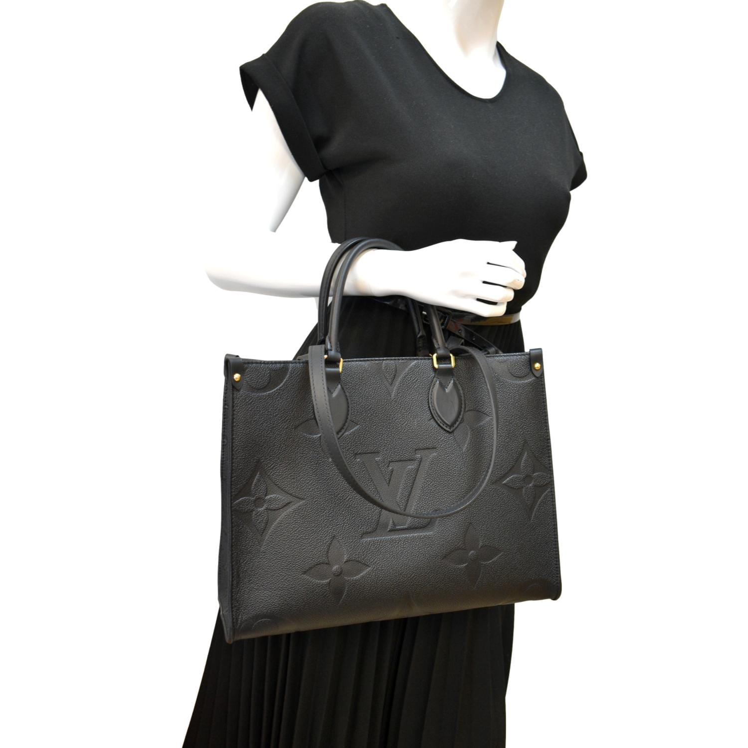 LOUIS VUITTON Onthego MM Monogram Empreinte Shoulder Bag Black