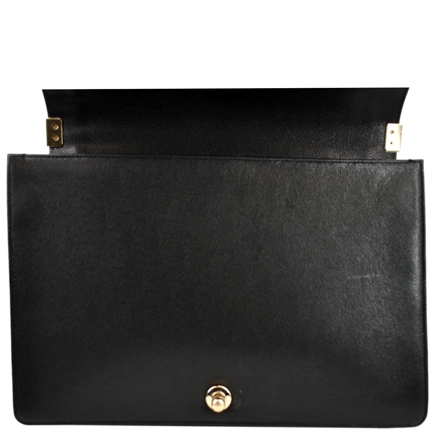 CHANEL Large Boy Flap Caviar Leather Shoulder Bag Black