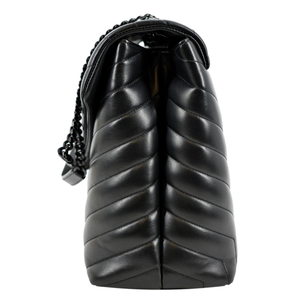 YVES SAINT LAURENT Large Loulou Matelasse Leather Chain Shoulder Bag Black