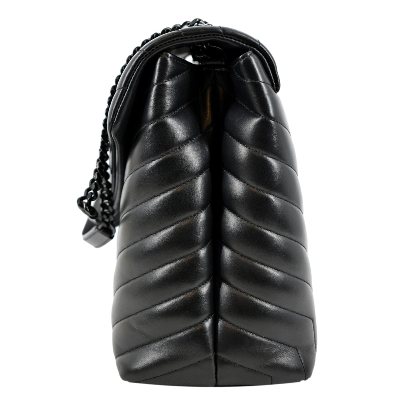 YVES SAINT LAURENT Large Loulou Matelasse Leather Chain Shoulder Bag Black