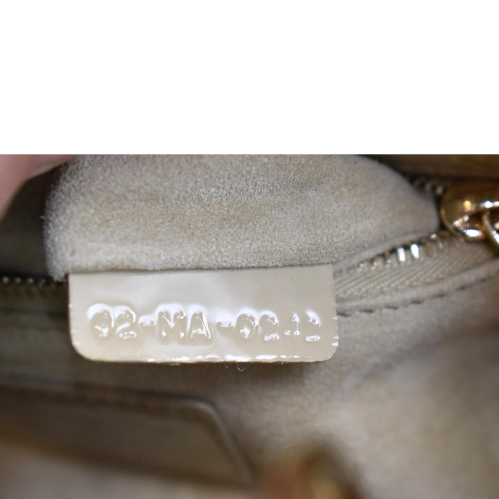 CHRISTIAN DIOR Lady Dior Small Patent Leather Shoulder Bag Beige