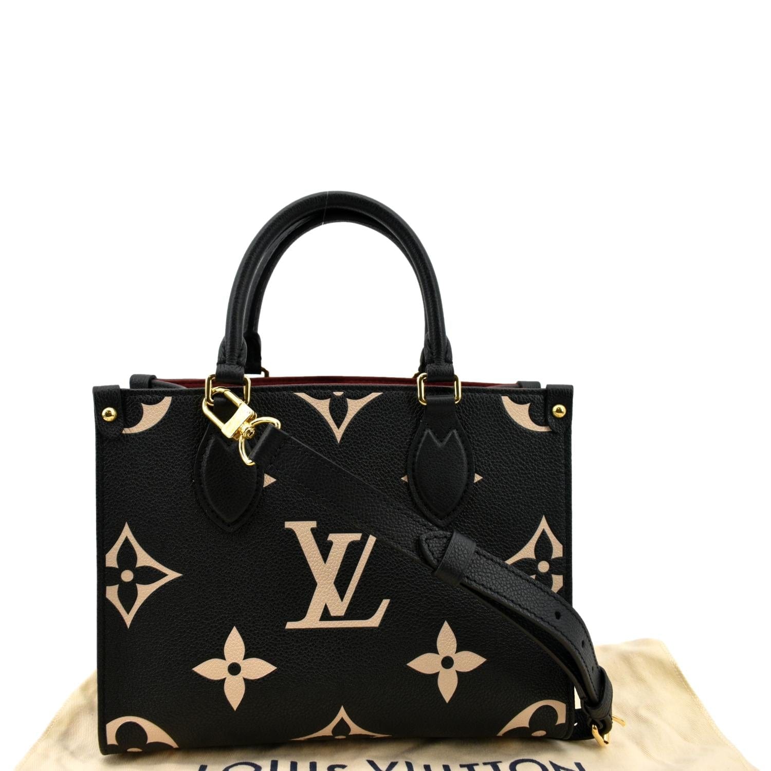LOUIS VUITTON Onthego PM Bicolor Monogram Empreinte Shoulder Bag Black