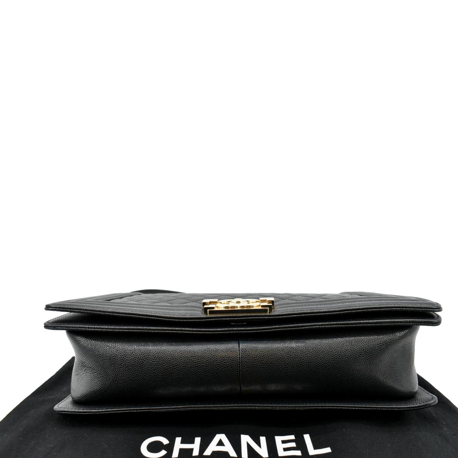 CHANEL Large Boy Flap Caviar Leather Shoulder Bag Black