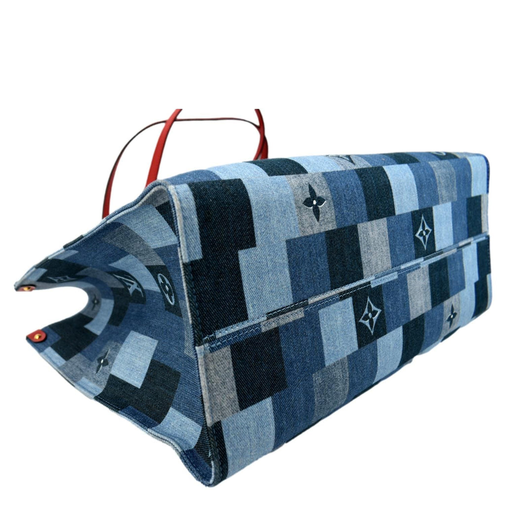 LOUIS VUITTON Onthego GM Autres Toiles Monogram Denim Shoulder Bag Blue/Red