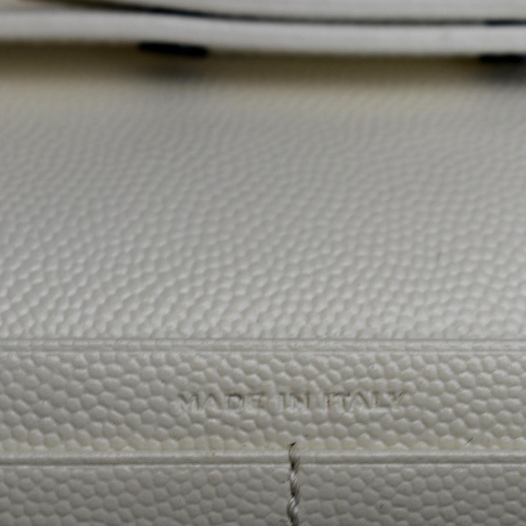 YVES SAINT LAURENT Contrast Trim Wallet on Chain Leather Shoulder Bag White