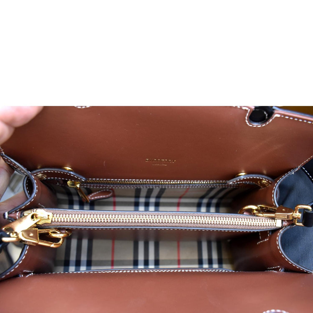 BURBERRY Mini Title Vintage Canvas Leather Two Handle Shoulder Bag Black
