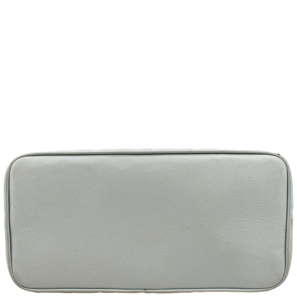 CHANEL Medallion Quilted Caviar Leather Tote Bag White