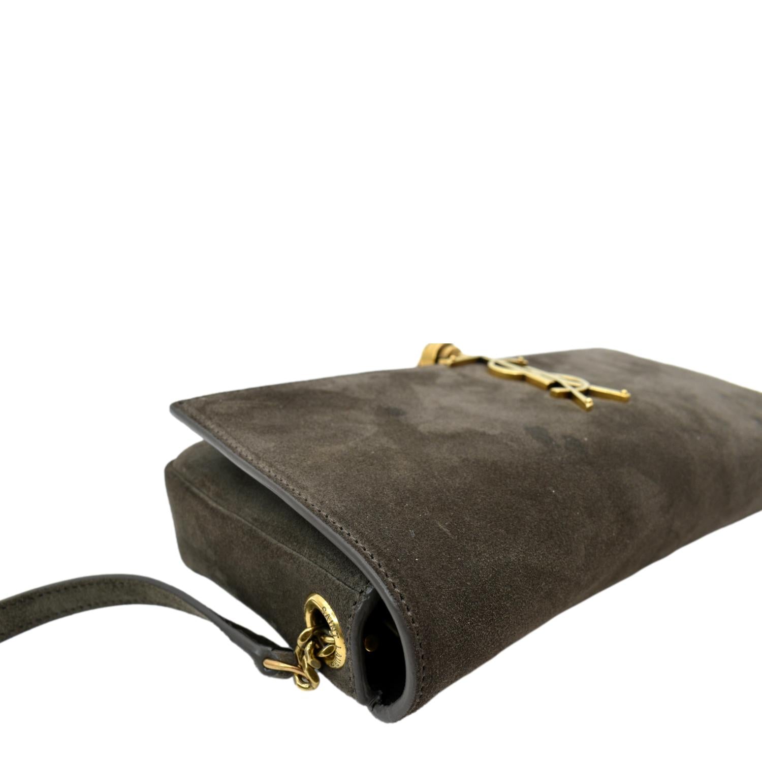 YVES SAINT LAURENT Kate 99 Suede Shoulder Bag Dark Brown