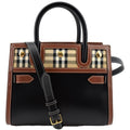 BURBERRY Mini Title Vintage Canvas Leather Two Handle Shoulder Bag Black