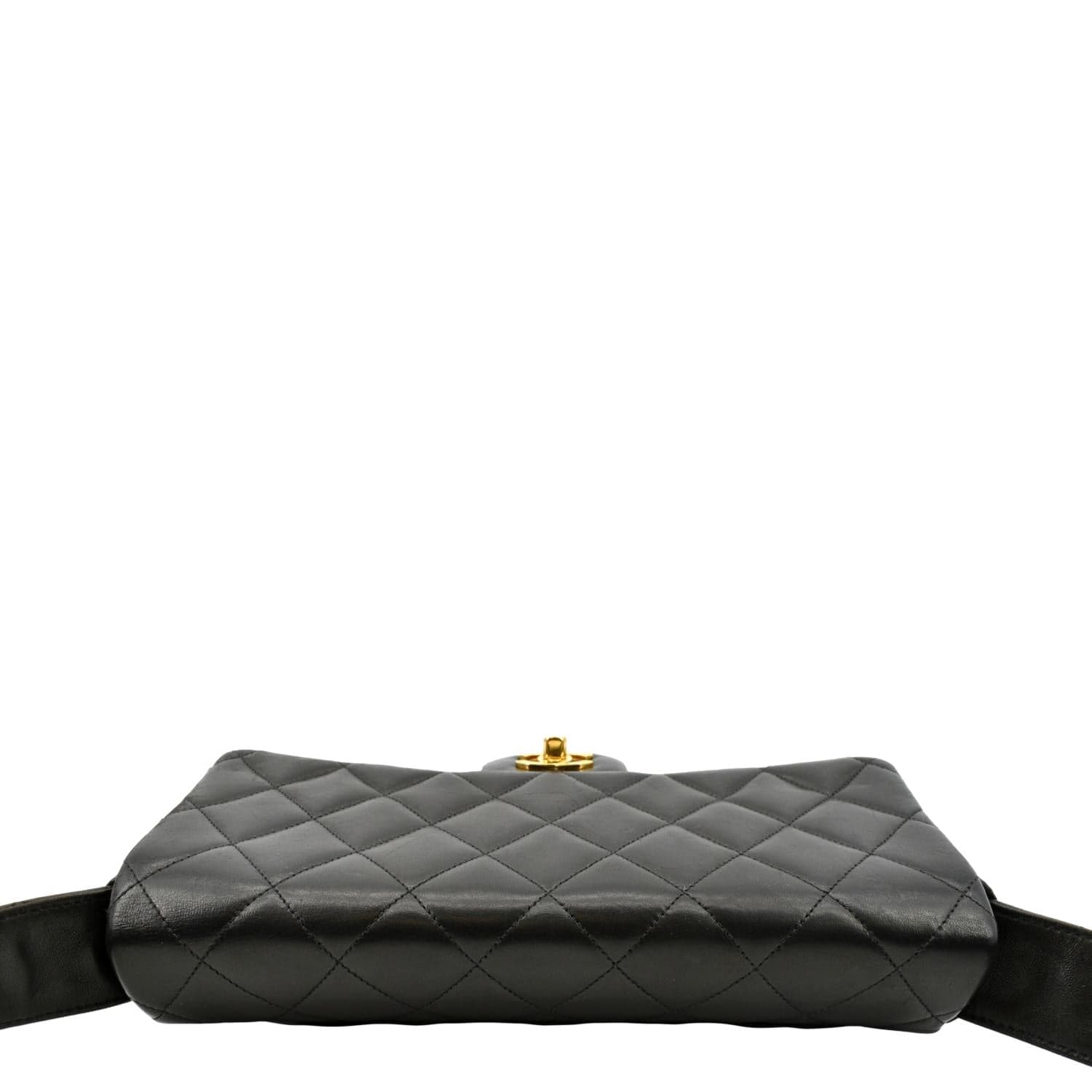 CHANEL Vintage Flap Quilted Leather Shoulder Bag Black