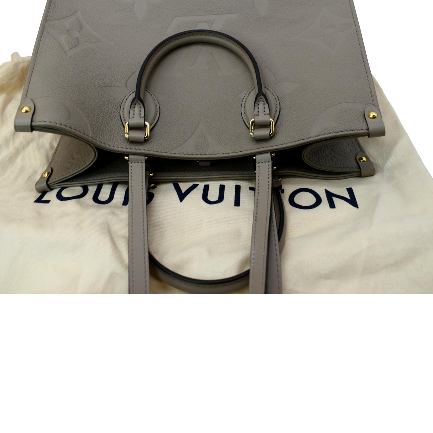 LOUIS VUITTON Onthego MM Monogram Empreinte Shoulder Bag Tourterelle