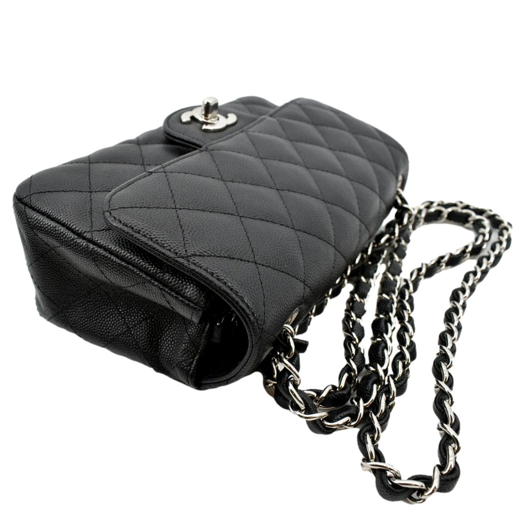 CHANEL Mini CC Flap Leather Shoulder Bag Black