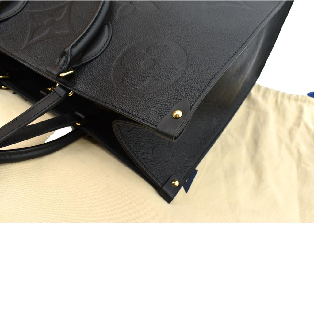 LOUIS VUITTON Onthego GM Monogram Empreinte Leather Tote Bag Black