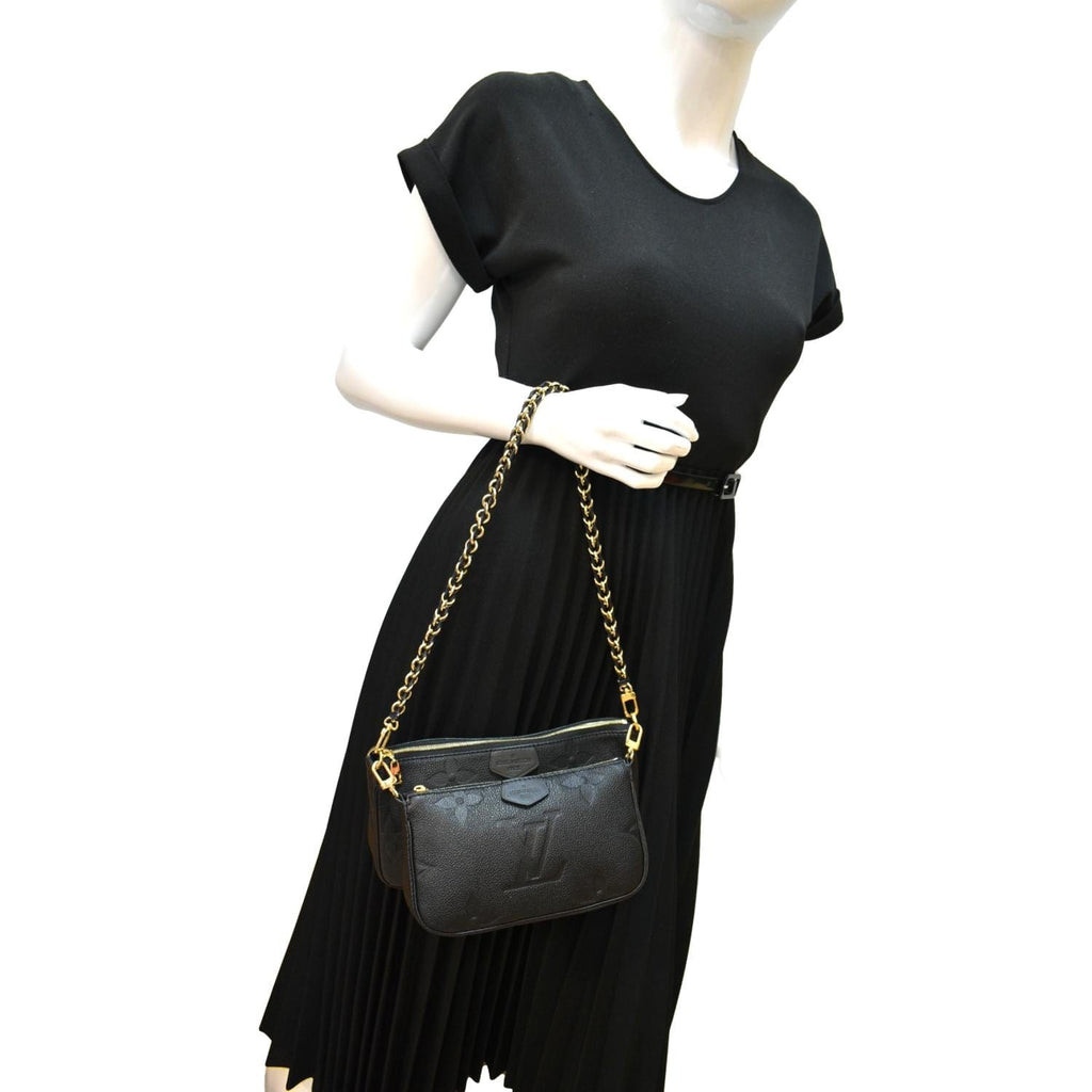 LOUIS VUITTON Multi Pochette Accessories Empreinte Clutch Bag Black
