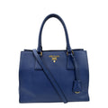 PRADA Saffiano Leather Tote Shoulder Bag Blue