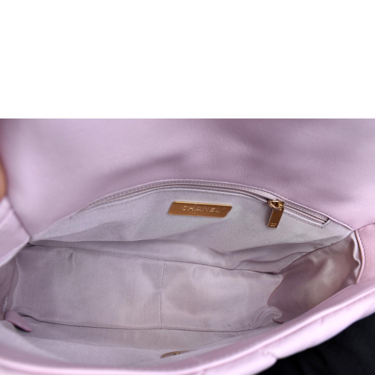 CHANEL 19 Medium Flap Quilted Lambskin Leather Shoulder Bag Pink