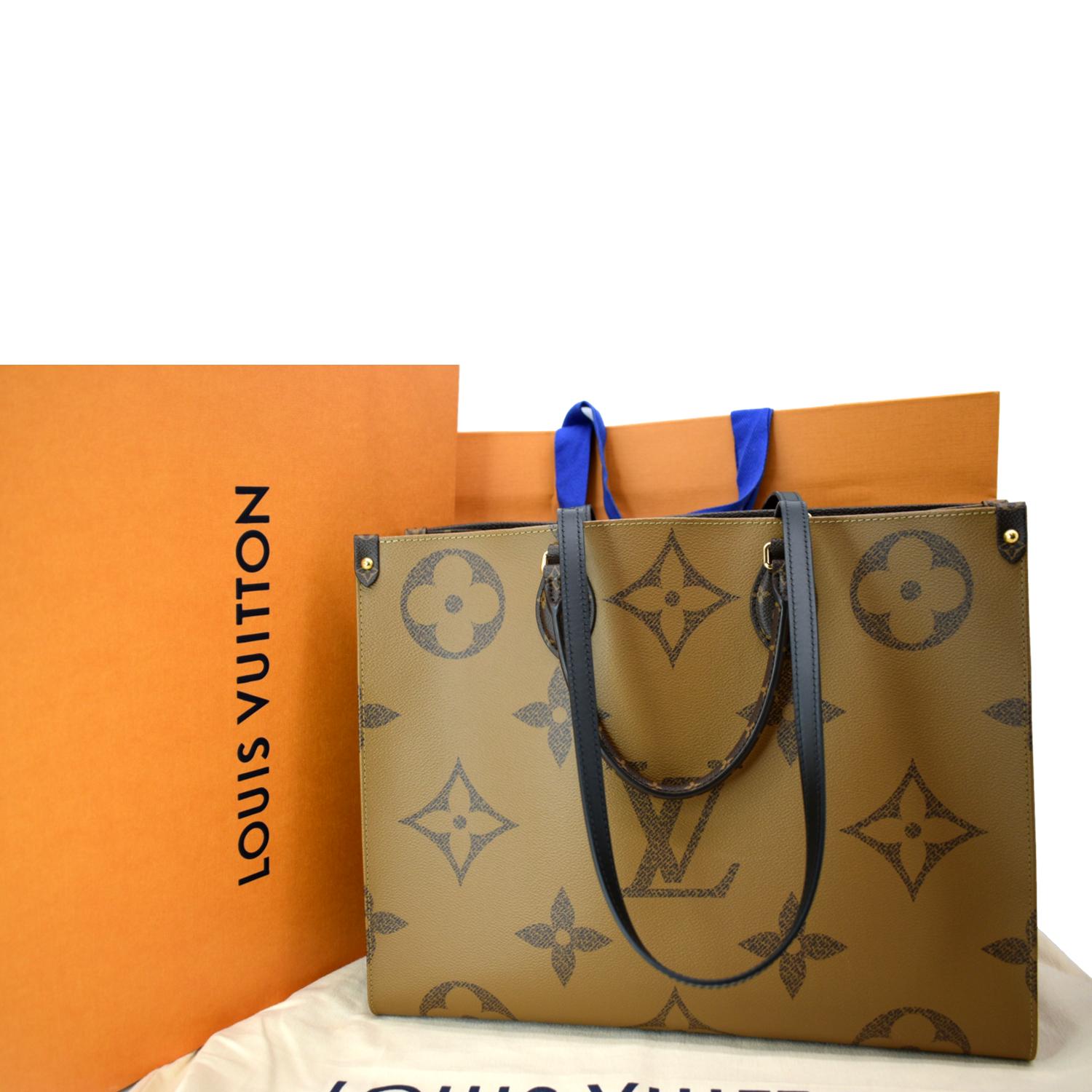 LOUIS VUITTON Onthego GM Giant Monogram Canvas Tote Shoulder Bag Brown