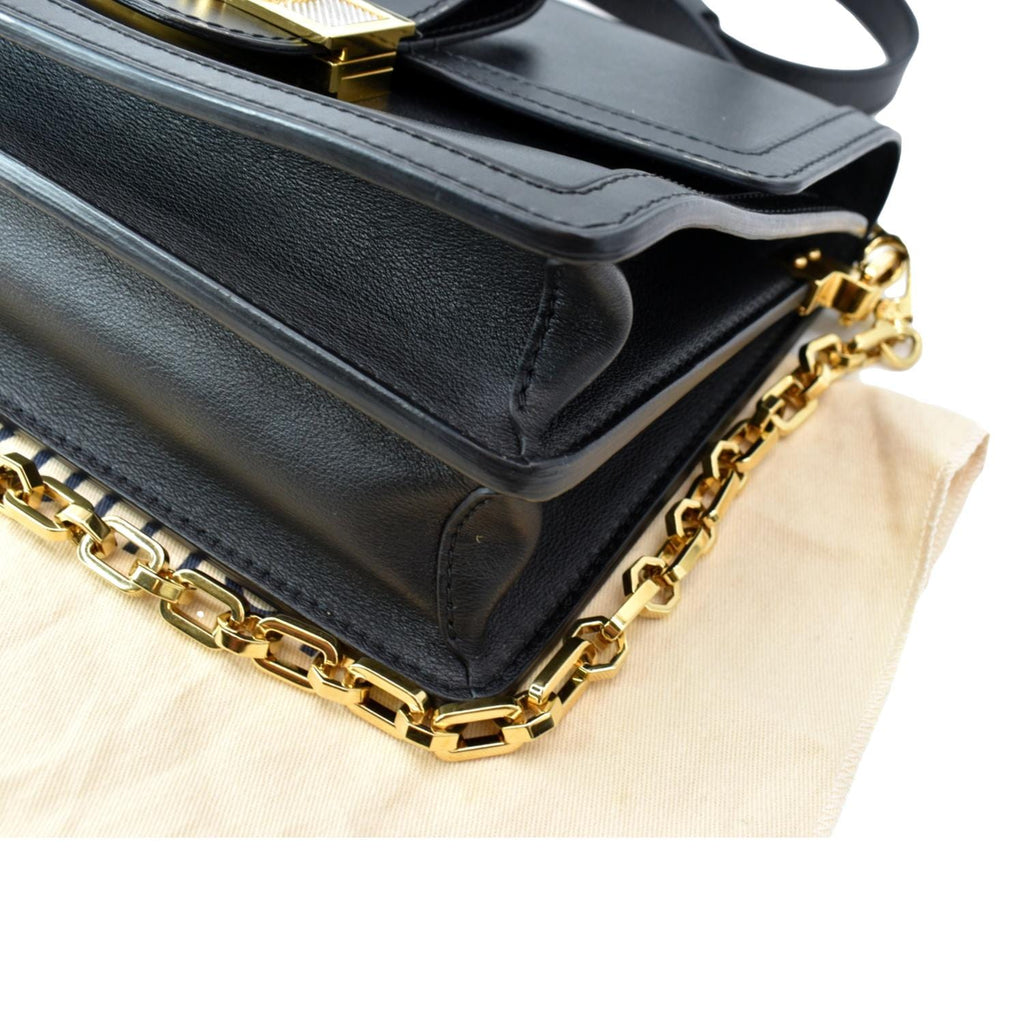 LOUIS VUITTON Dauphine MM Smooth Leather Shoulder Bag Black