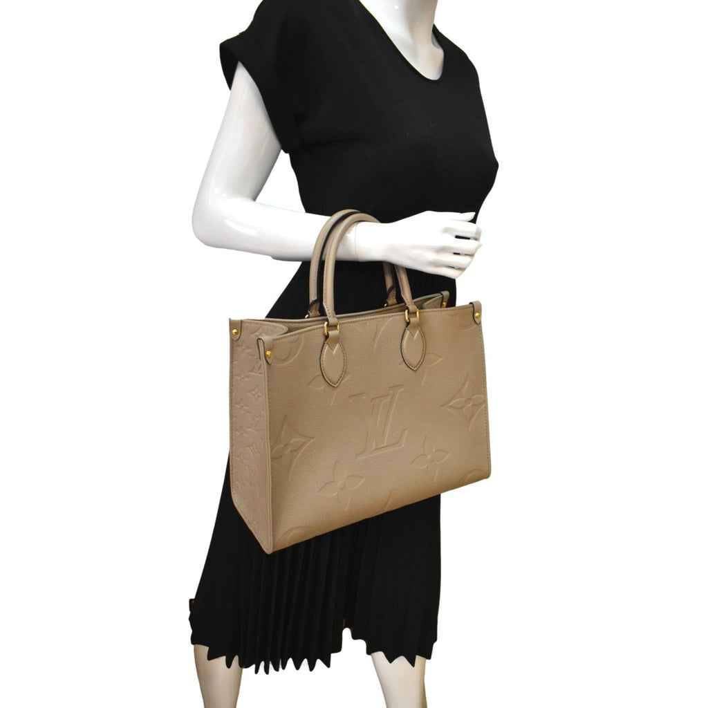 LOUIS VUITTON Onthego MM Monogram Empreinte Shoulder Bag Tourterelle