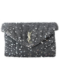 YVES SAINT LAURENT Small Puffer Sequin Clutch Wallet Black - sold