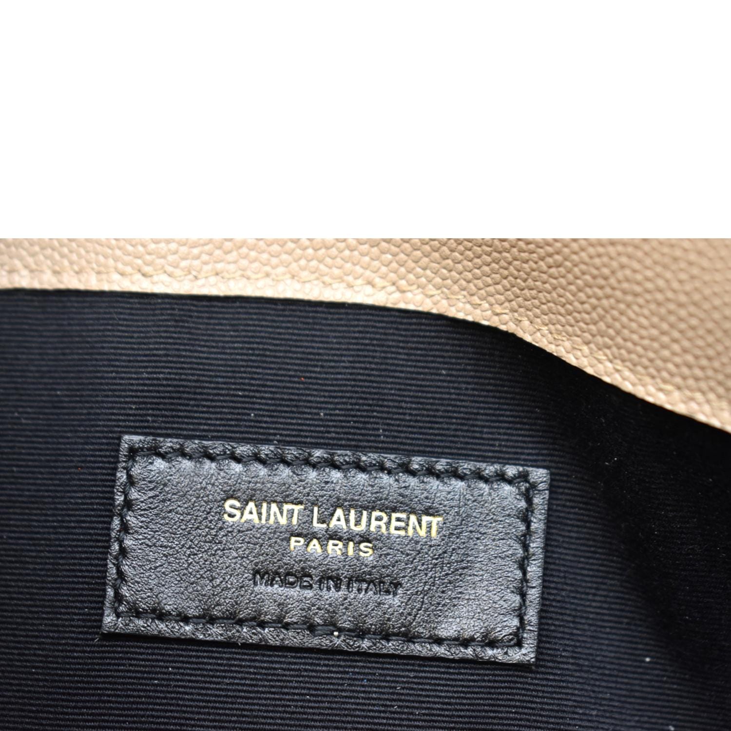 YVES SAINT LAURENT Uptown Envelope Grain De Poudre Leather Clutch Beige