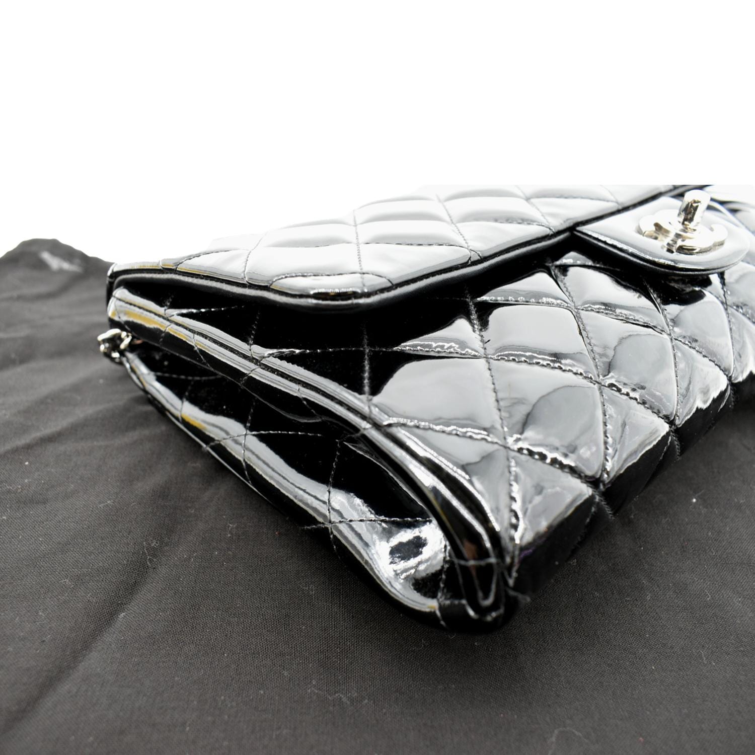 CHANEL Timeless Classic Flap Patent Leather Shoulder Bag Black 17867021