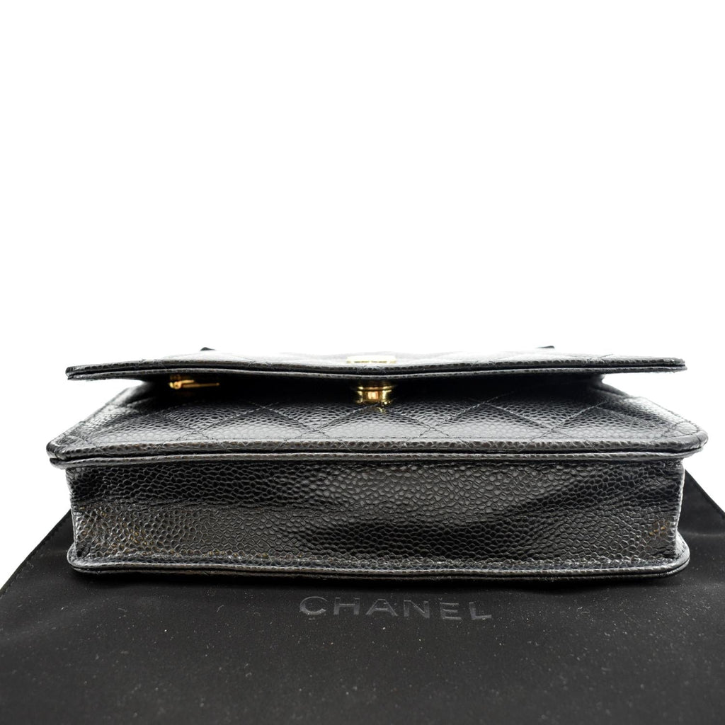 CHANEL CC WOC Caviar Leather Wallet On Chain Shoulder Bag Black