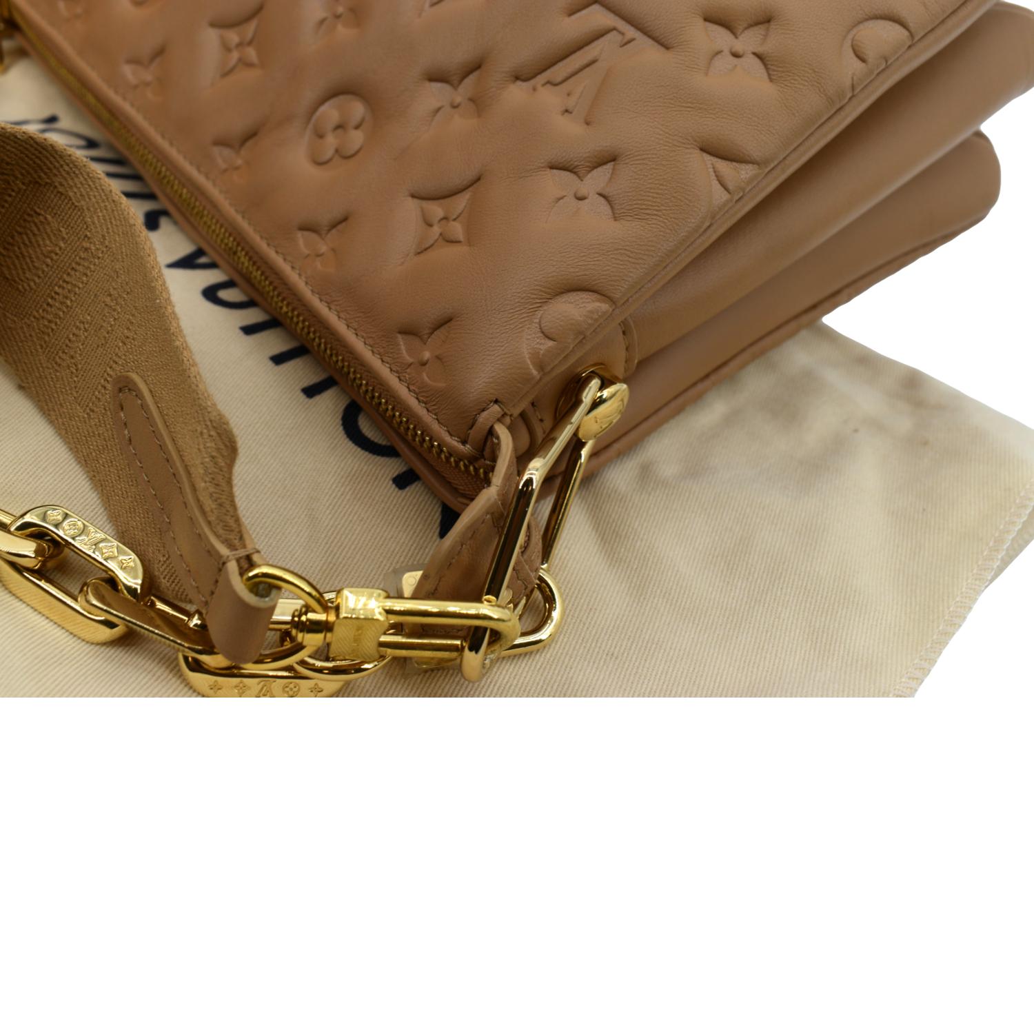LOUIS VUITTON Coussin PM Monogram Embossed Shoulder Bag Camel