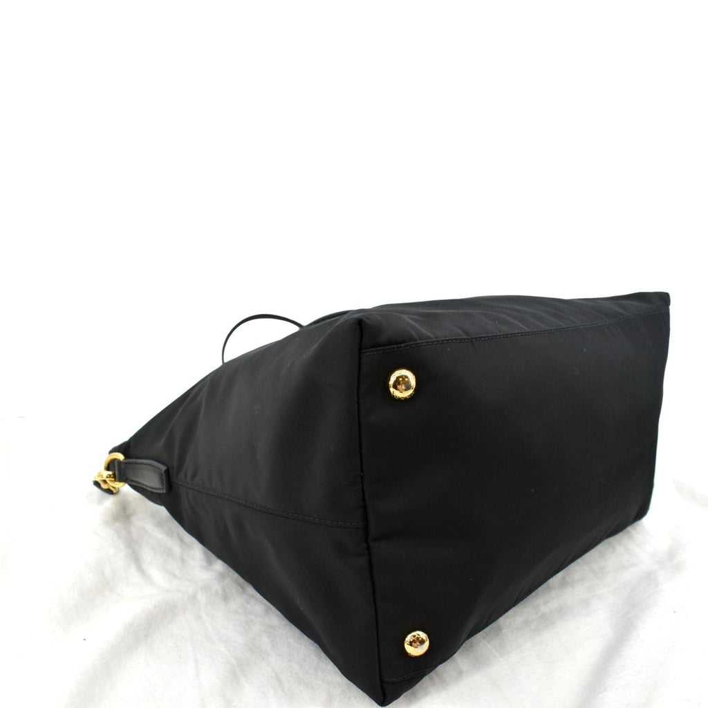 PRADA Tessuto Nylon & Saffiano Leather Tote Bag Black BN2541