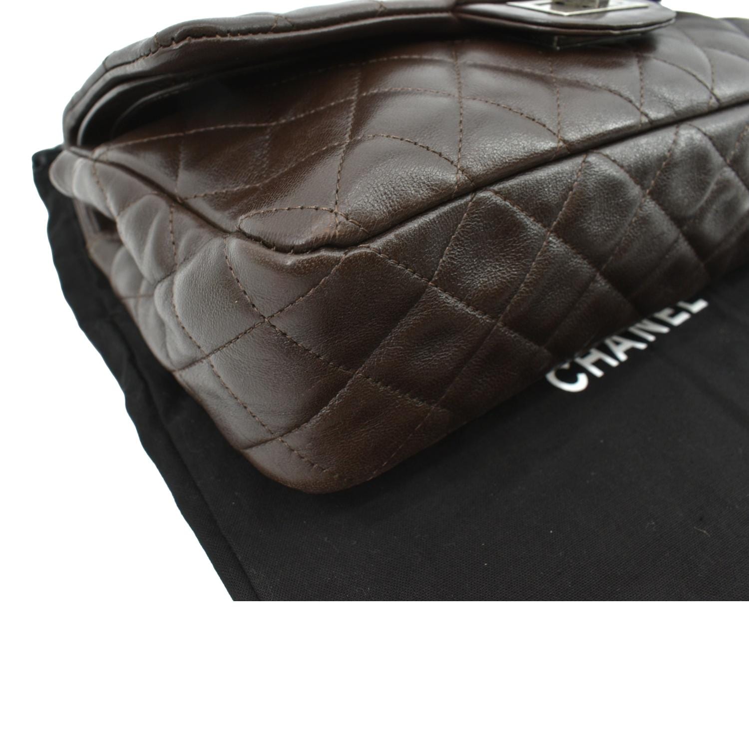 CHANEL Reissue Double Flap Leather Shoulder Bag Brown