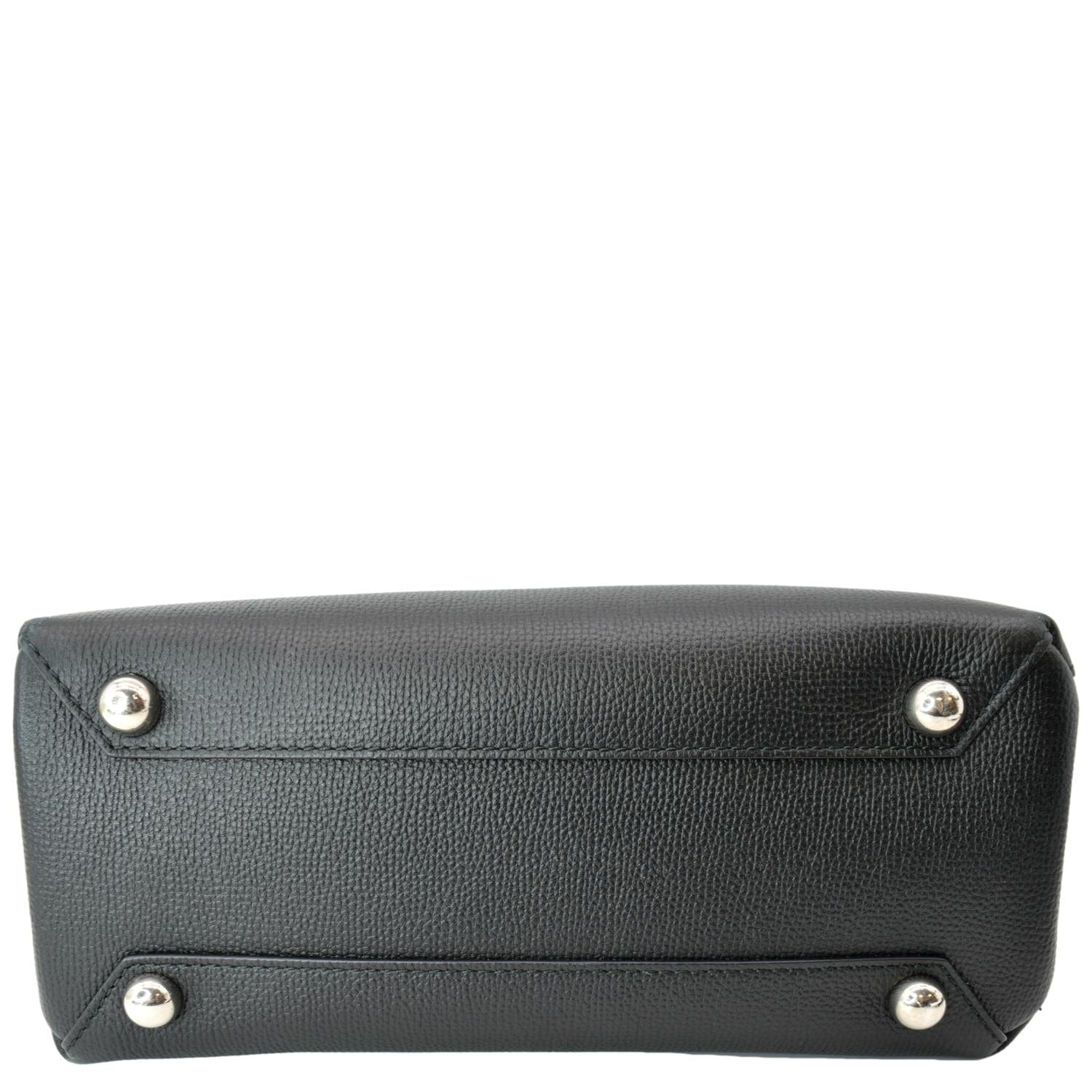 BURBERRY Banner Derby Medium Leather Tote Shoulder Bag Black
