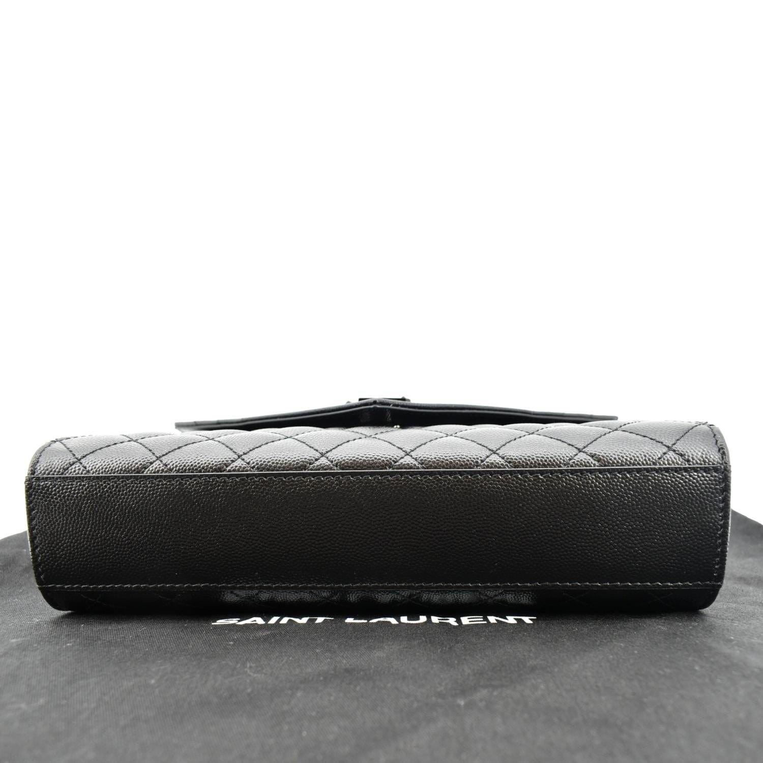 YVES SAINT LAURENT Medium Envelope Leather Chain Shoulder Bag Black