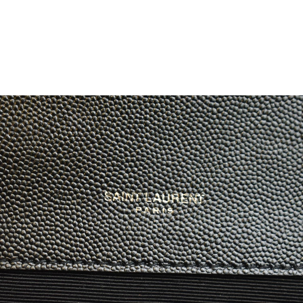 YVES SAINT LAURENT Medium Envelope Leather Chain Shoulder Bag Black