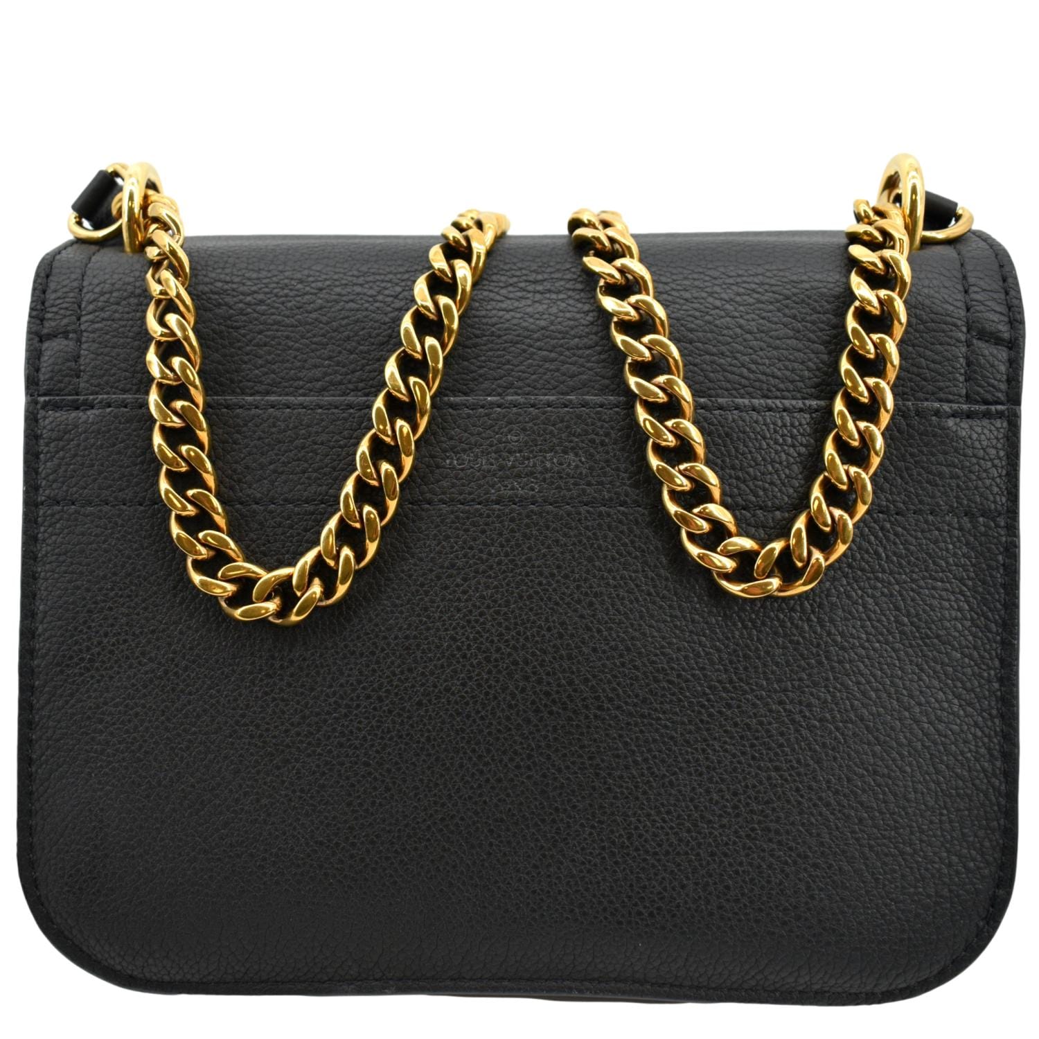 LOUIS VUITTON Lockme Chain Grained Leather Shoulder Bag Black
