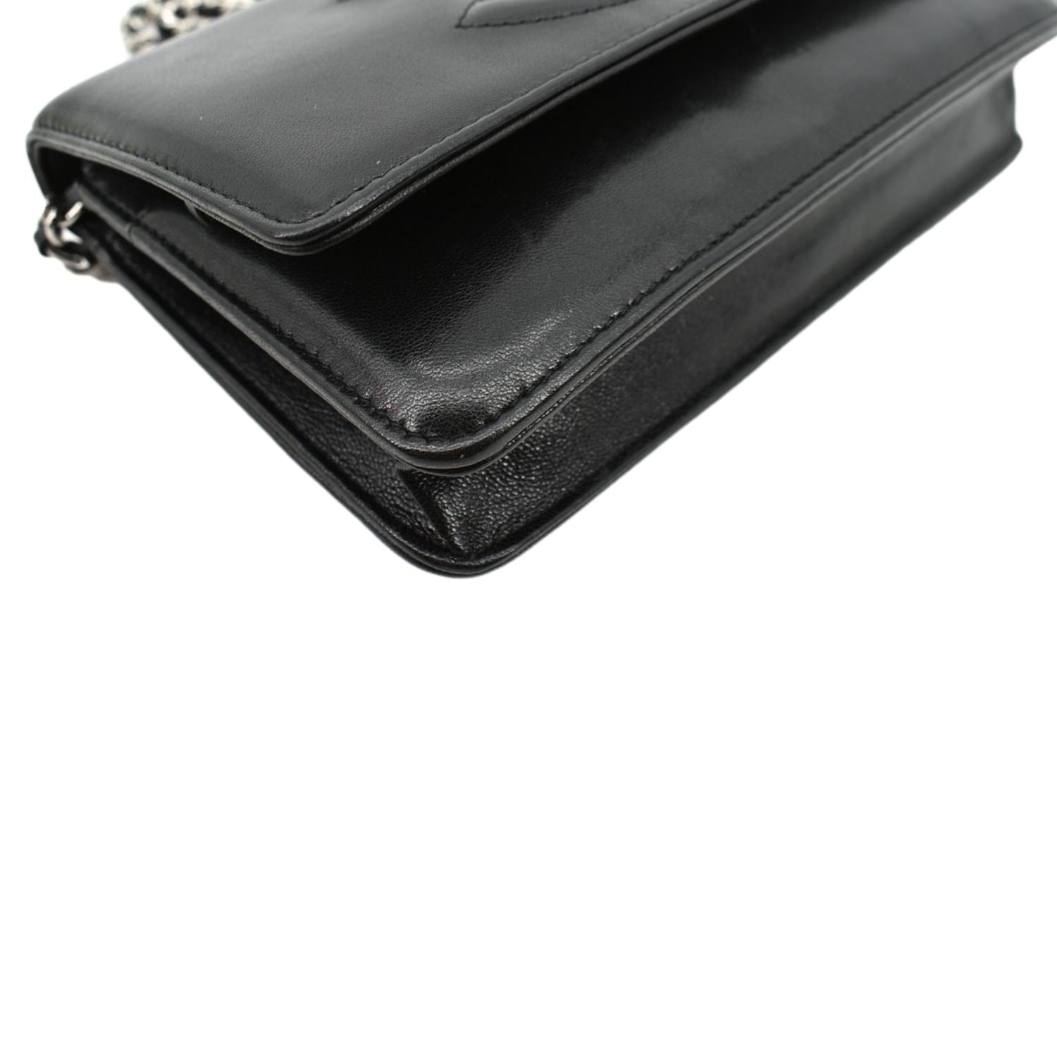 CHANEL Timeless WOC Patent Leather Wallet on Chain Shoulder Bag Black