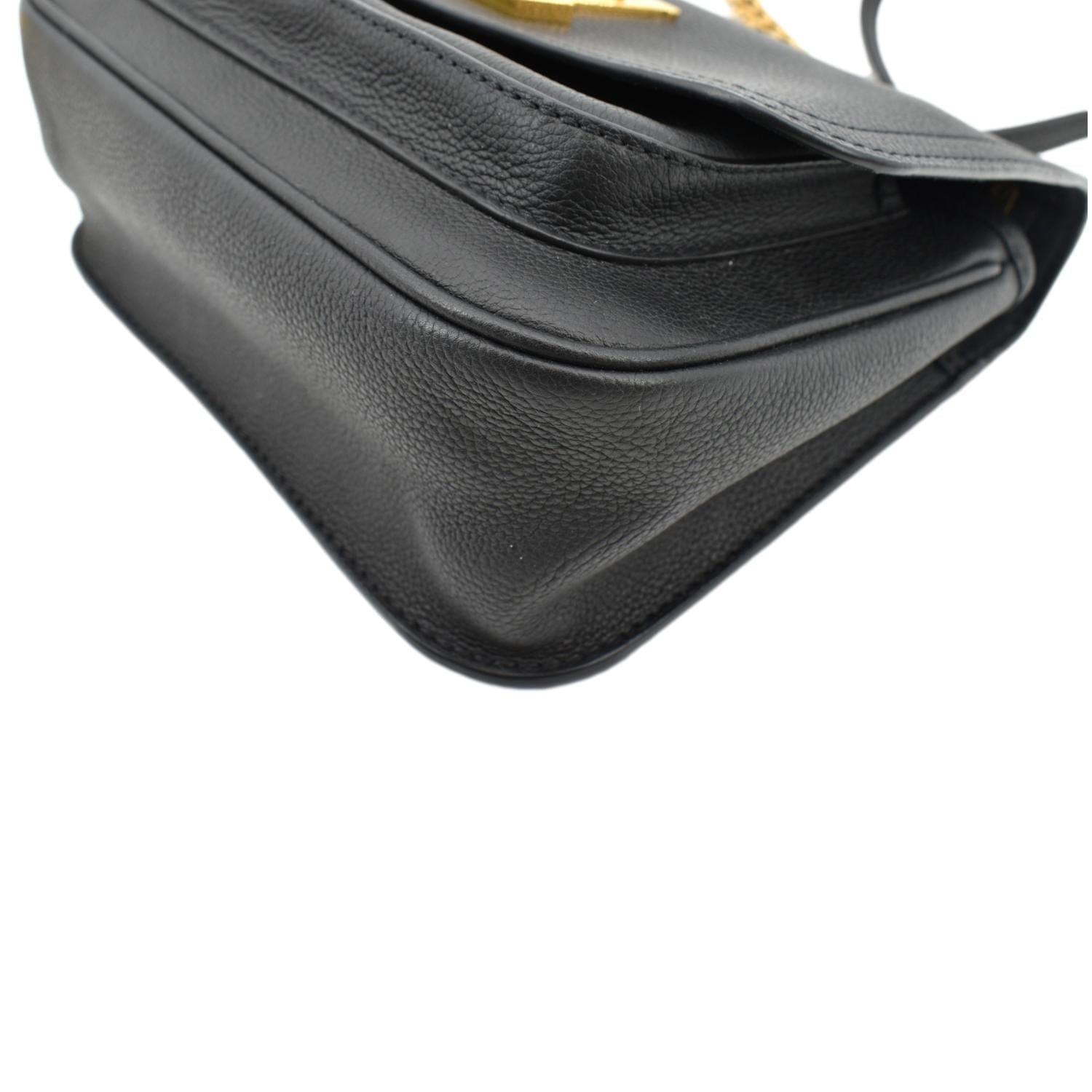 LOUIS VUITTON Lockme Chain Grained Leather Shoulder Bag Black