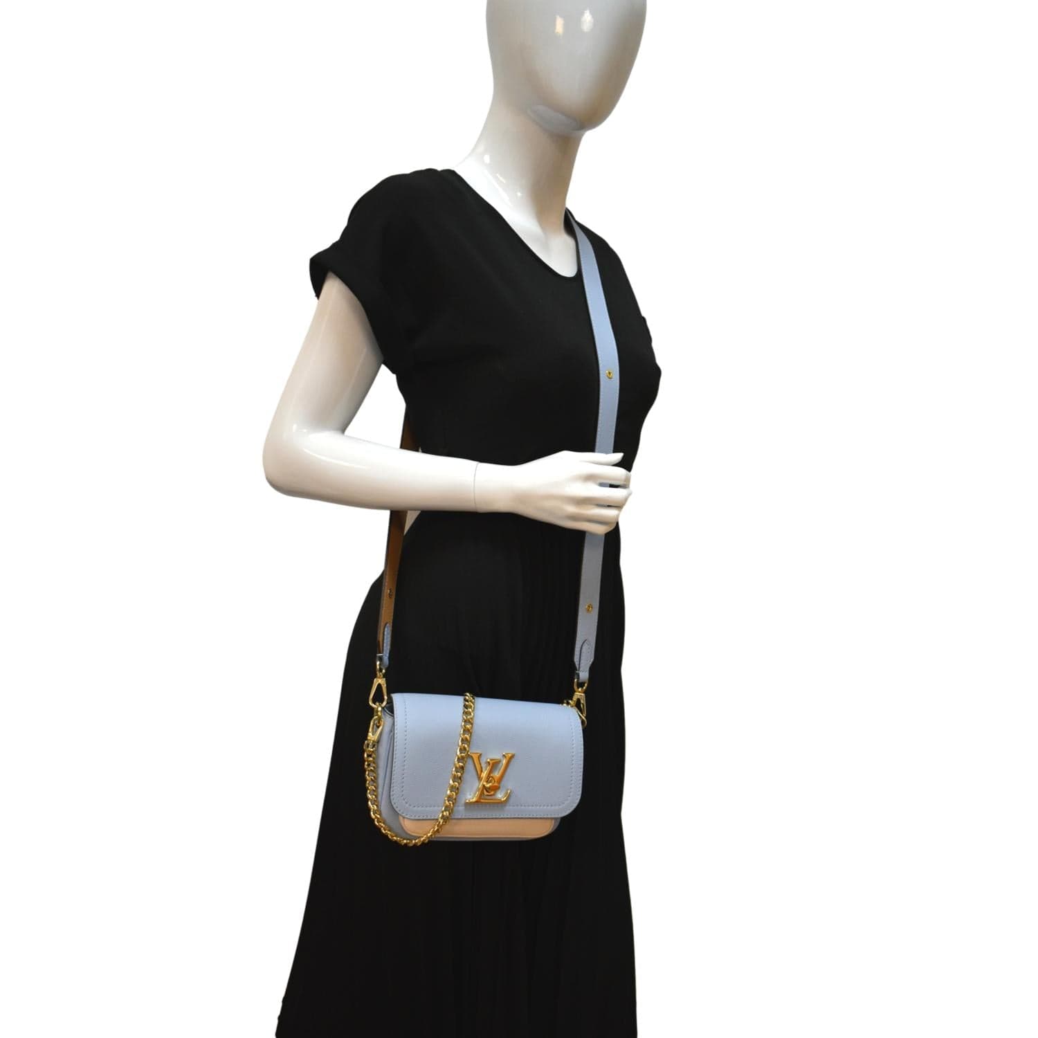 LOUIS VUITTON Lockme Tender Grained Calfskin Leather Shoulder Bag Blue