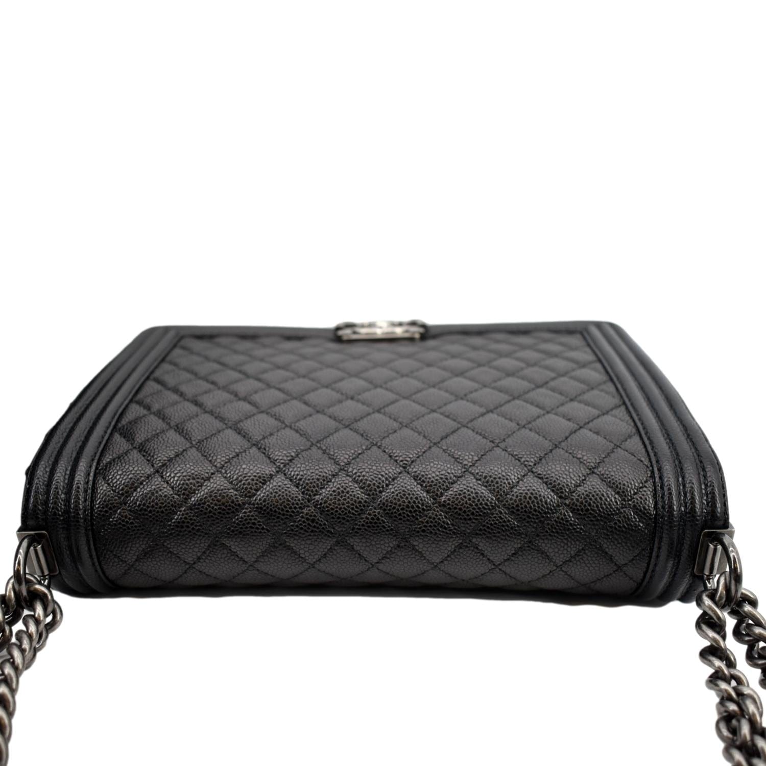 CHANEL Large Boy Flap Leather Shoulder Bag Black