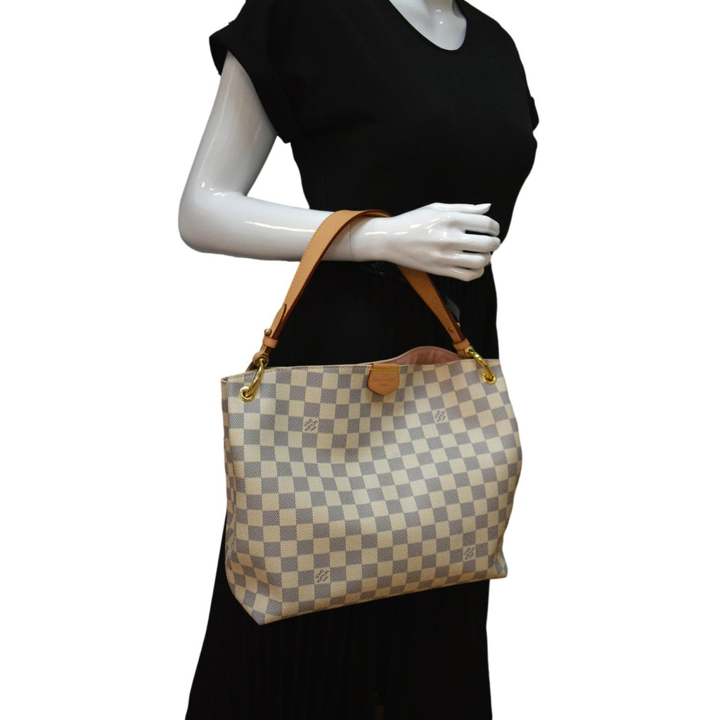 LOUIS VUITTON Graceful PM Damier Azur Shoulder Bag White