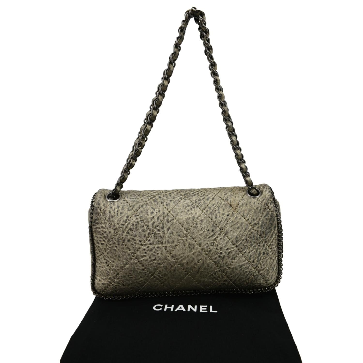 CHANEL Distressed Leo Lion Medium Flap Lambskin Leather Shoulder Bag Metallic