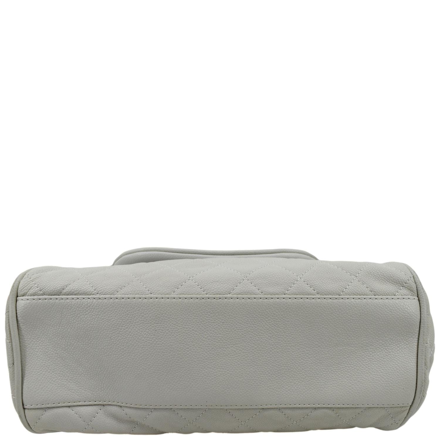 CHANEL Timeless Accordion Flap Caviar Leather Shoulder Bag White