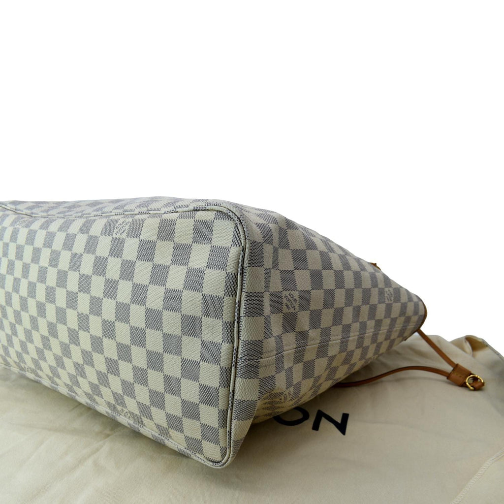 LOUIS VUITTON Neverfull GM Damier Azur Tote Shoulder Bag White
