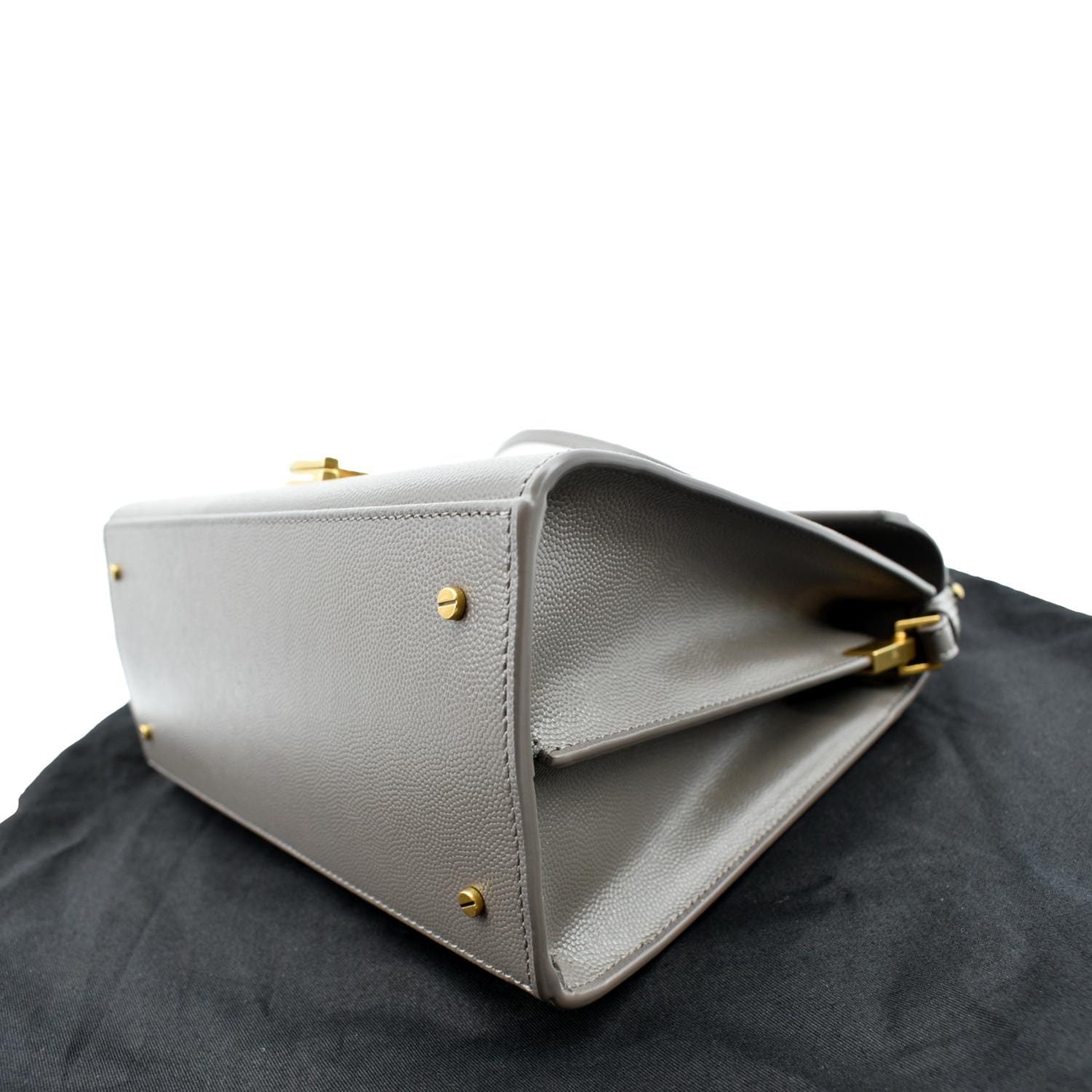 YVES SAINT LAURENT Cassandra Medium Calfskin Leather Shoulder Bag Fog