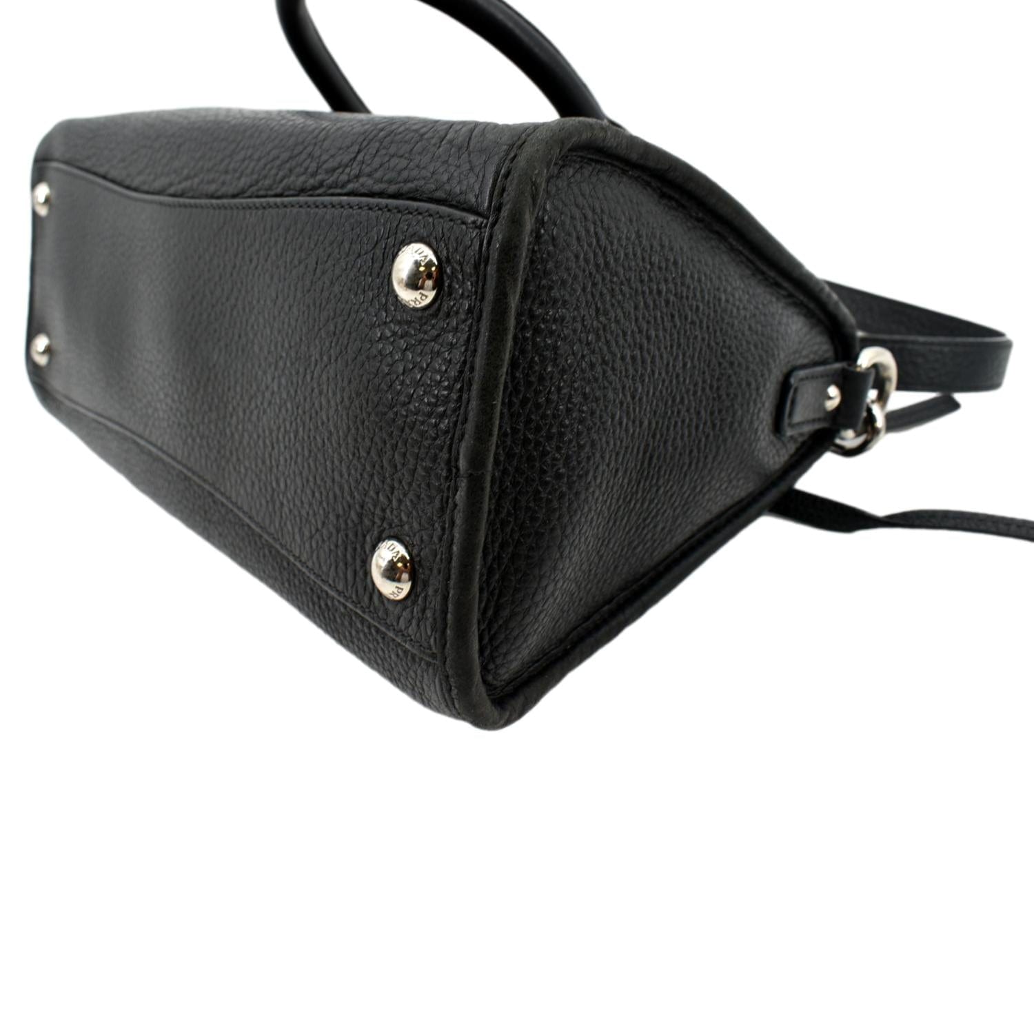 PRADA Vitello Phenix Leather Shoulder Bag Black