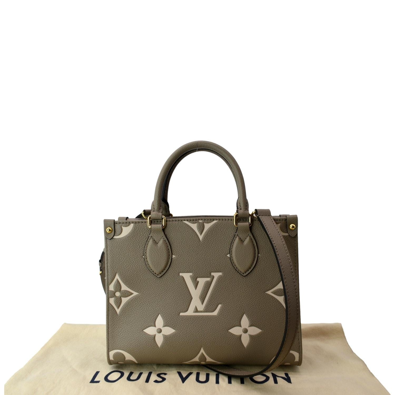 LOUIS VUITTON Onthego PM Bicolor Monogram Empreinte Shoulder Bag Cream
