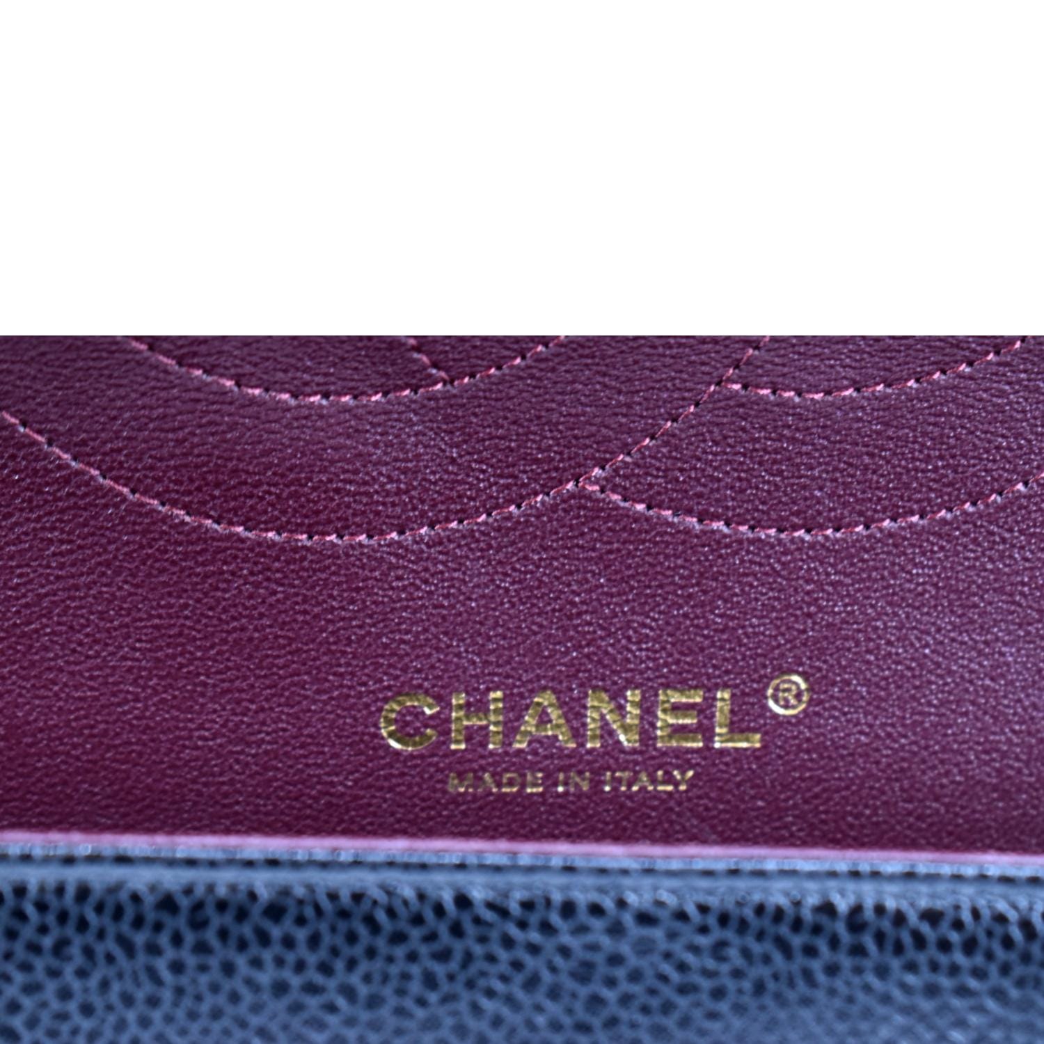 CHANEL Jumbo Double Flap Caviar Leather Shoulder Bag Black
