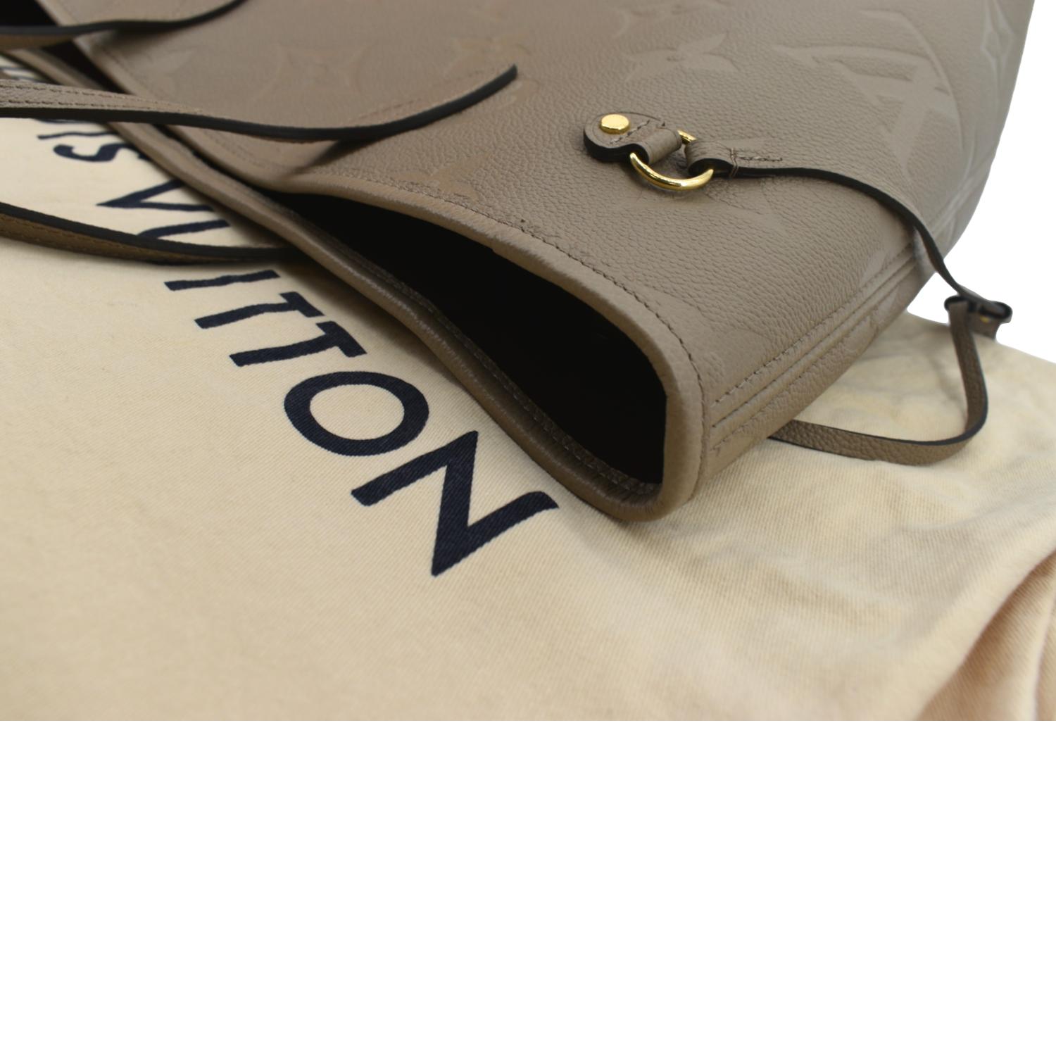 LOUIS VUITTON Neverfull MM Monogram Leather Tote Bag Tourterelle