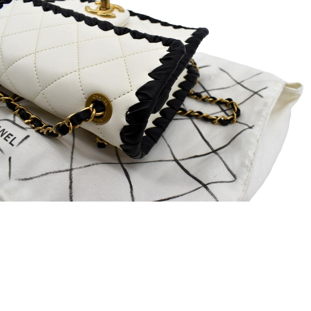 CHANEL Mini My Own Frame Flap Braided Calfskin Leather Shoulder Bag White