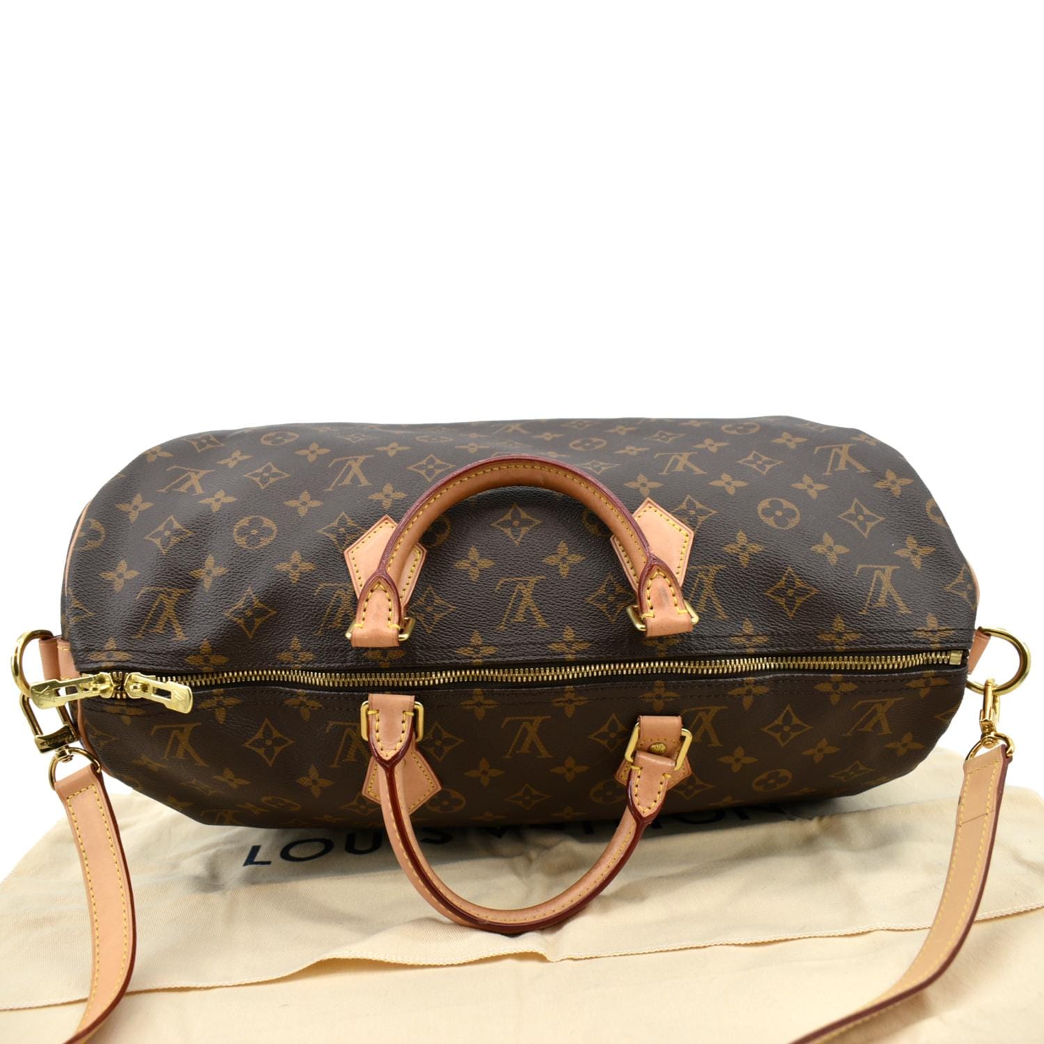 LOUIS VUITTON Speedy 40 Bandouliere Monogram Canvas Shoulder Bag Brown