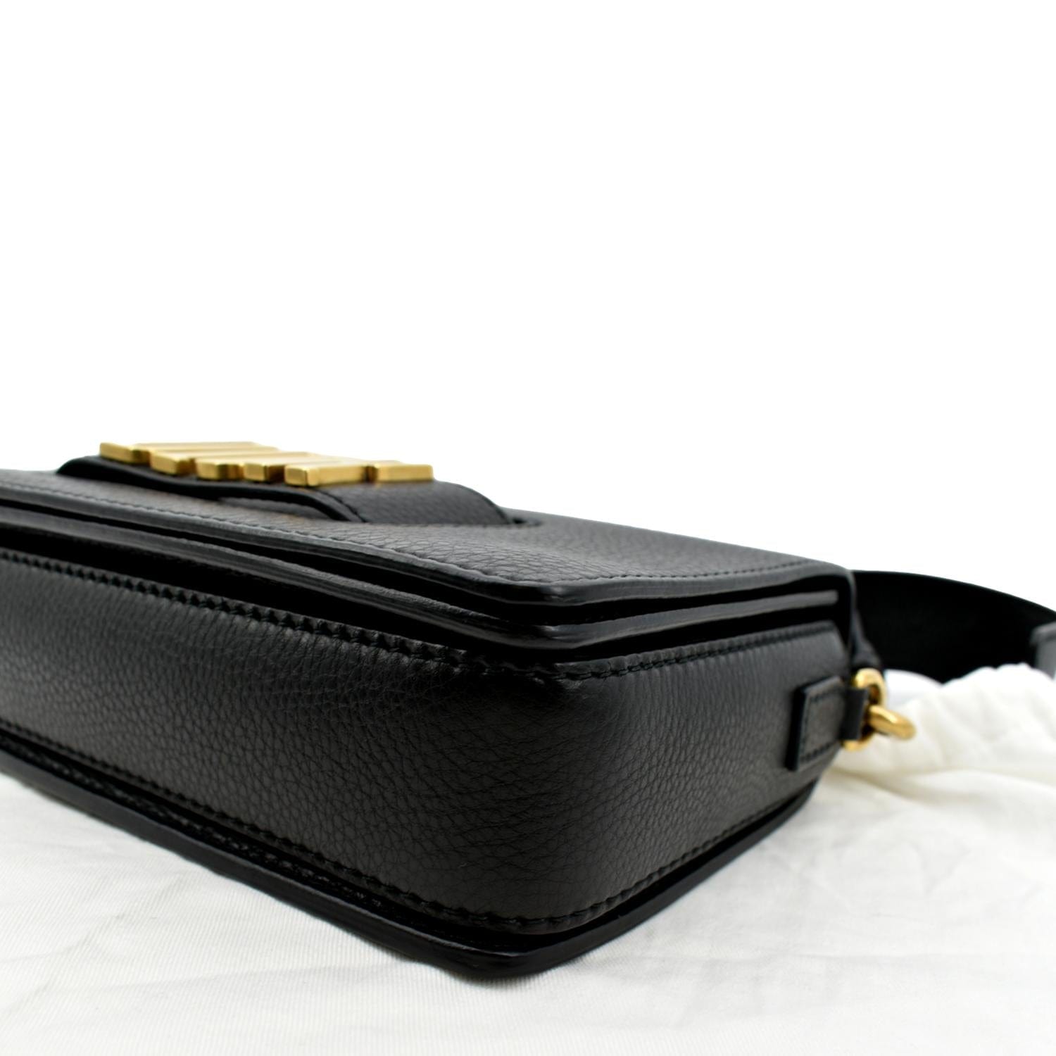 CHRISTIAN DIOR Dio(r)evolution Flap Grained Calfskin Shoulder Bag Black